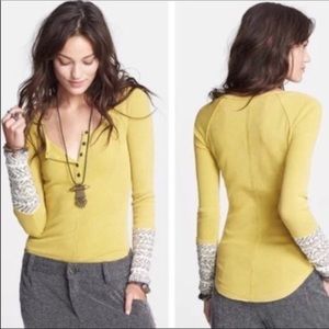 Free People Alpine Henley Thermal Cuff Top